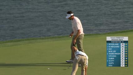 Beau Hossler sinks 16-foot birdie putt on No. 16 at Texas Children's