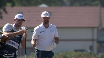 Wyndham Clark sinks 4-foot putt for birdie on No. 14 at Genesis Scottish Open