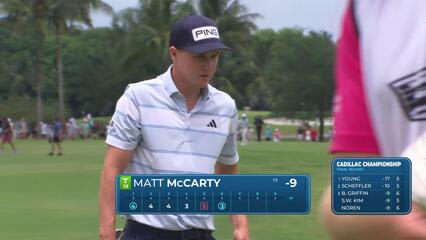 Matt McCarty gets to 9-under with birdie on No. 6 at Cadillac