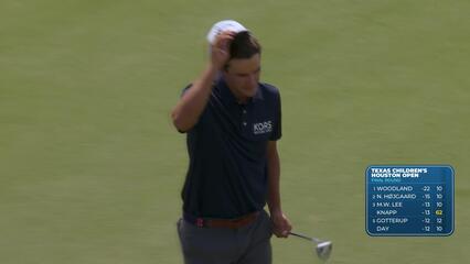 Adrien Dumont de Chassart sinks 8-foot birdie putt on No. 18 at Texas Children's