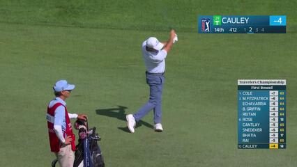 Bud Cauley's 122-yard approach sets up birdie on No. 14 at Travelers