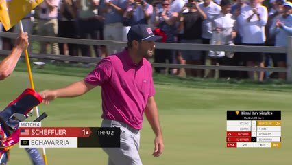Scottie Scheffler makes birdie on No. 2 at Sunday Singles
