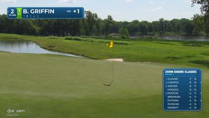 Ben Griffin taps in 7-inch putt for birdie on No. 2 at John Deere