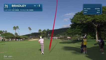 Keegan Bradley hits 122-yard approach to 10 feet, sets up birdie on No. 14 at Sony Open