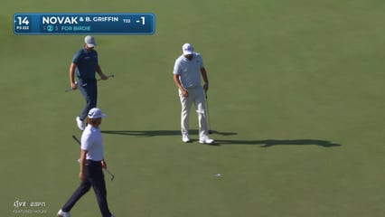 Team Griffin/ Novak makes birdie on No. 14 at Zurich Classic