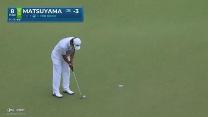 Hideki Matsuyama drains 4-foot birdie putt on No. 8 at Valero