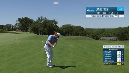 Miguel Angel Jiménez makes birdie on No. 11 at Principal Charity Classic
