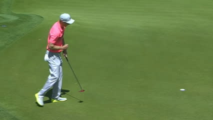 Ross Fisher walks it in to halve the hole at Dell Match Play