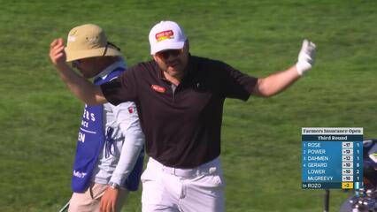 Marcelo Rozo chips in from 44 feet for birdie on No. 13 at Farmers