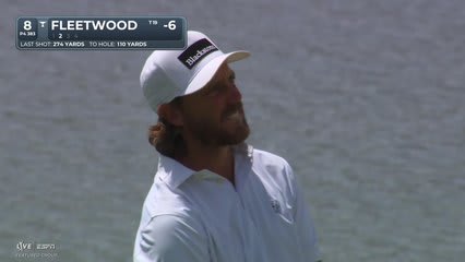 Tommy Fleetwood gets up-and-down from 111 yards for birdie on No. 8 at TOUR Championship