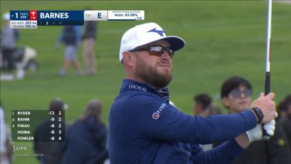 Erik Barnes' iron below the hole and birdie at Farmers