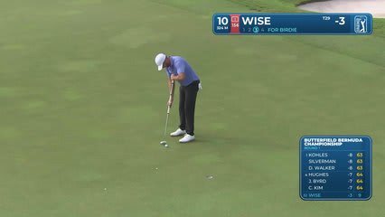 Aaron Wise drains 19-foot putt for birdie on No. 10 at Butterfield Bermuda