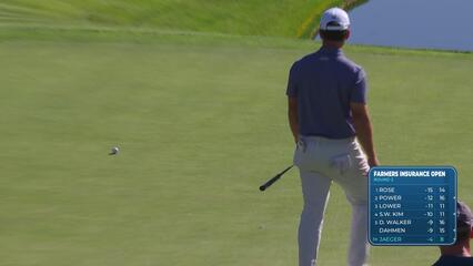 Stephan Jaeger sinks 4-inch birdie putt on No. 18 at Farmers