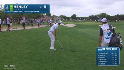 Russell Henley's 101-yard approach from rough sets up birdie on No. 2 at Valero