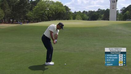Jason Day rolls in 6-foot birdie putt on No. 13 at Texas Children's