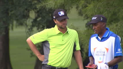 Spencer Levin drains long birdie putt on No. 10 at AT&T Byron Nelson