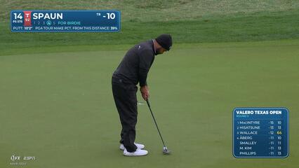 J.J. Spaun drains 10-foot birdie putt on No. 14 at Valero