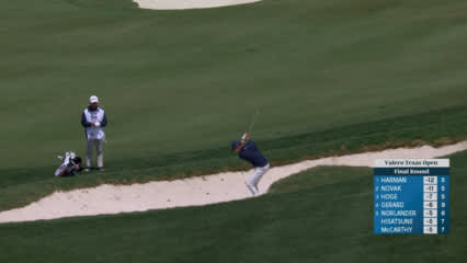 Benjamin James nearly holes bunker shot leading to birdie at Valero