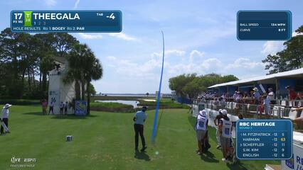 Sahith Theegala holes 31-foot shot for birdie on No. 17 at RBC Heritage