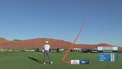 Austin Smotherman sinks 2-foot putt for birdie on No. 18 at Bank of Utah
