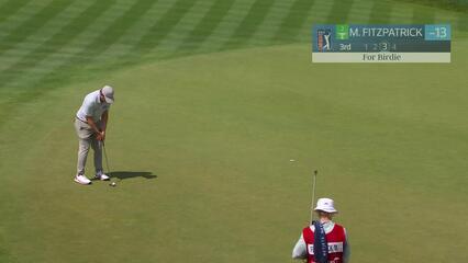 Matt Fitzpatrick drains 11-foot birdie putt on No. 3 at Travelers