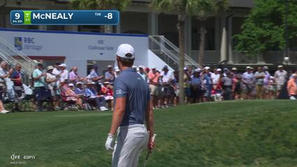 Maverick McNealy sinks 5-foot putt for birdie on No. 9 at RBC Heritage