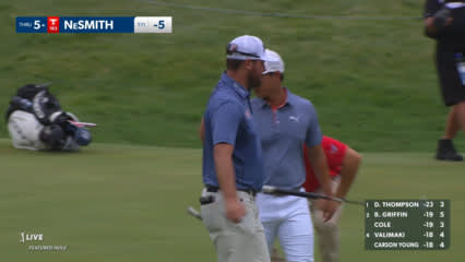 Matt NeSmith drives green leading to birdie on No. 14 at John Deere