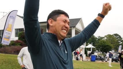 Rico Hoey's emotional celebration after winning Visit Knoxville Open