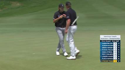 Team Stricker/Tiziani makes birdie on No. 9 at American Family Insurance Championship