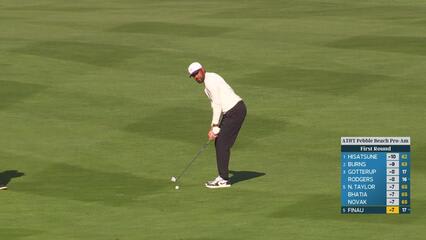 Tony Finau hits 146-yard approach to 9 feet, makes birdie on No. 9 at Pebble Beach