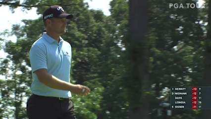 Tom Lewis chips in for birdie on No. 8 at Rocket Mortgage