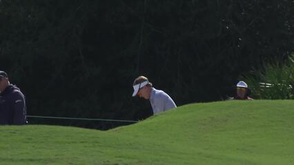 Brett Quigley sticks approach from sand to set up birdie at World Champions Cup