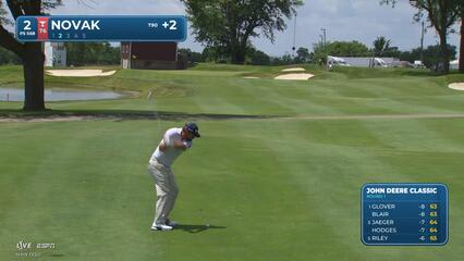 Andrew Novak sinks 2-foot putt for birdie on No. 2 at John Deere