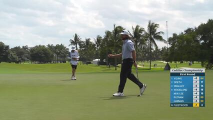 Tommy Fleetwood drains 15-foot putt for birdie on No. 5 at Cadillac