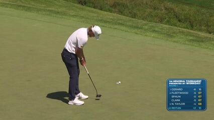 Kristoffer Reitan sinks 5-foot putt for birdie on No. 11 at the Memorial