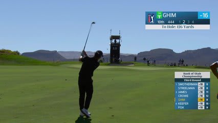 Doug Ghim gets up-and-down from 123 yards for birdie on No. 10 at Bank of Utah