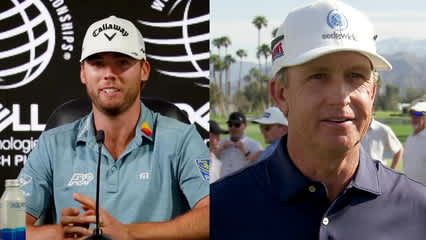 Friends Sam Burns and David Toms react to wins on same day