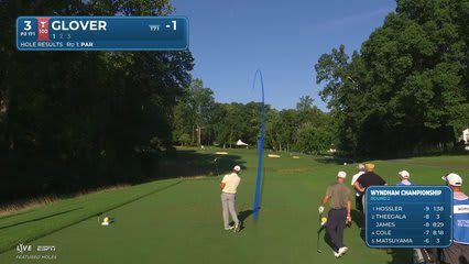 Lucas Glover hits tee shot to 5 feet, sets up birdie on No. 3 at Wyndham