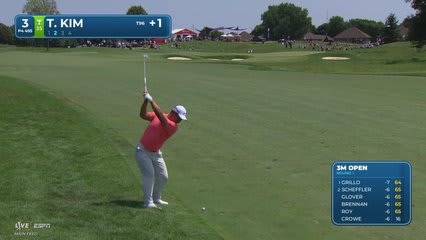 Tom Kim holes 20-foot approach from rough for birdie on No. 3 at 3M Open