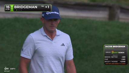 Jacob Bridgeman sinks 4-foot putt for birdie on No. 15 at Travelers