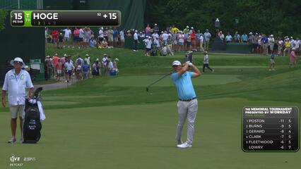 Tom Hoge makes birdie on No. 15 at the Memorial
