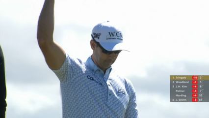 Cameron Tringale walks-in a 27-foot birdie putt at Genesis Scottish Open
