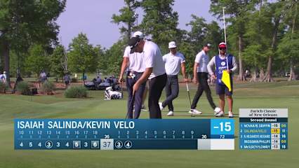 Team Kevin Velo/Isaiah Salinda makes birdie on No. 2 at Zurich Classic