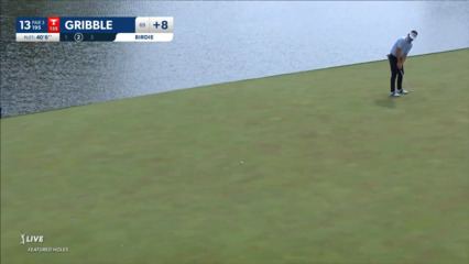Cody Gribble sends in a 40-foot birdie putt at Charles Schwab