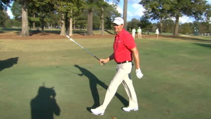 Retief Goosen attacks the hole on No. 17 at Sanderson Farms