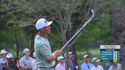 Sam Stevens sinks 1-foot birdie putt on No. 16 at Texas Children's