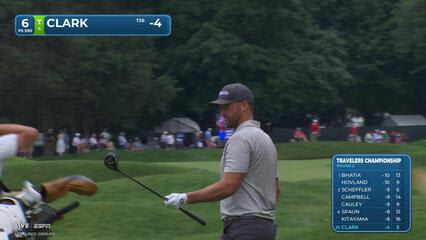 Wyndham Clark gets up-and-down from 65 yards for birdie on No. 6 at Travelers