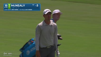 Maverick McNealy taps in for birdie on No. 15 at Wyndham