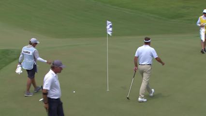 Kevin Sutherland makes birdie on No. 15 at Principal Charity Classic