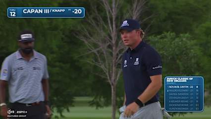 Frankie Capan III sinks a 23-foot birdie putt on No. 12 at Zurich Classic